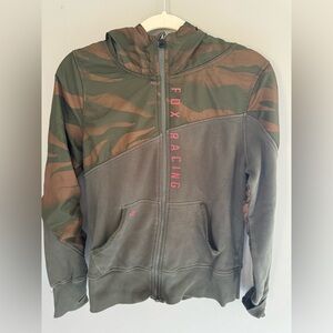 Fox Racing Green and Brown Camo Zip Up Jacket